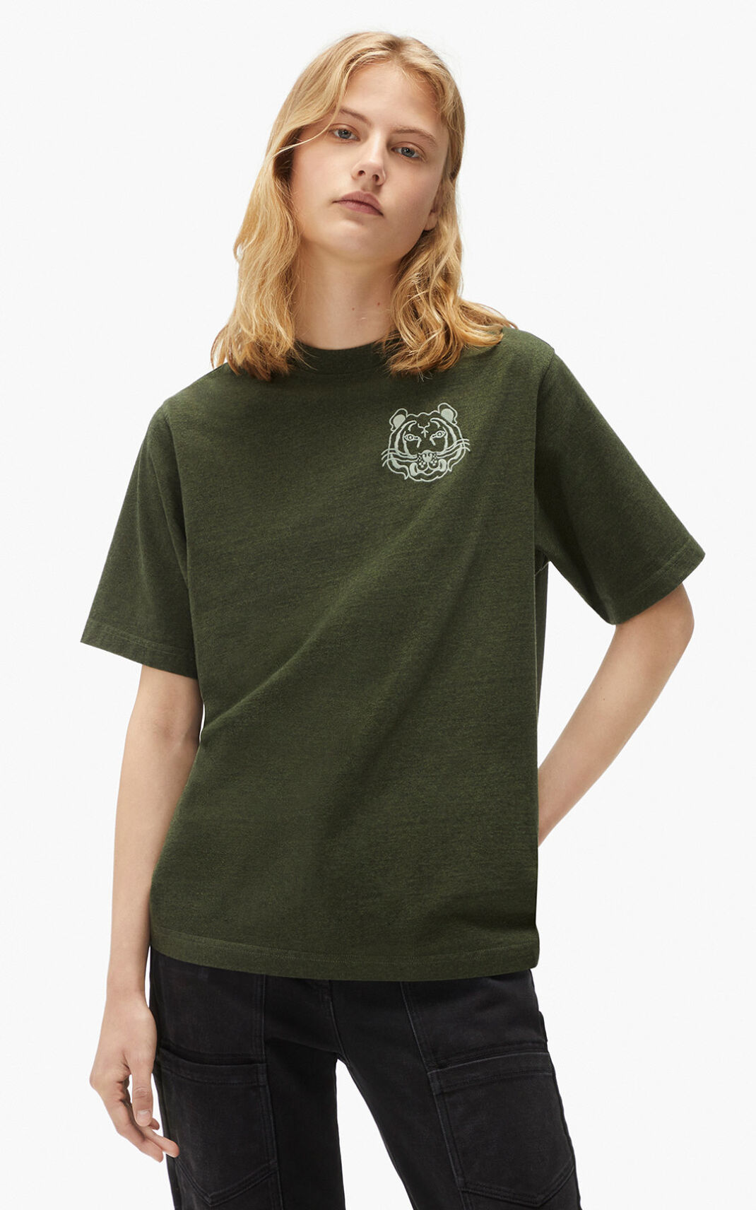 Camisetas Kenzo RE/relaxed casual Mujer Verde Oliva EPW639742